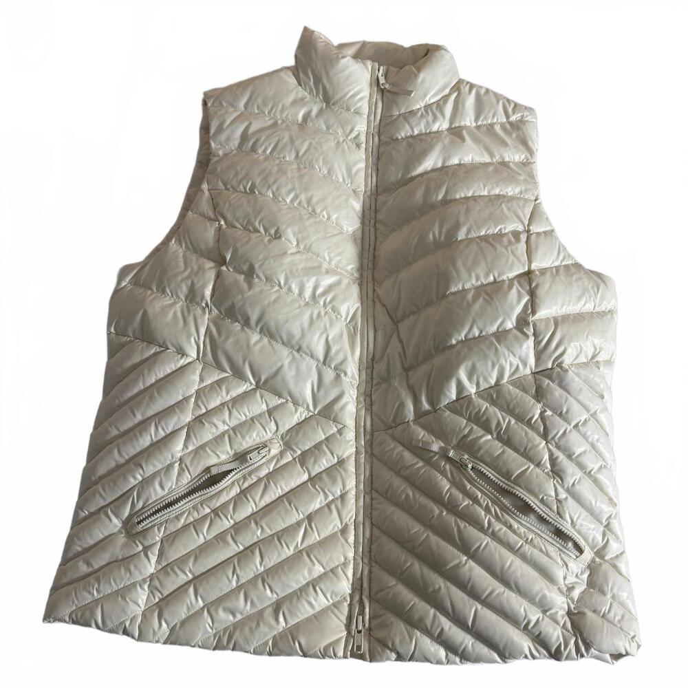 TALBOTS‎ cream Down Puffer Vest full zip Wms Size XL Petite